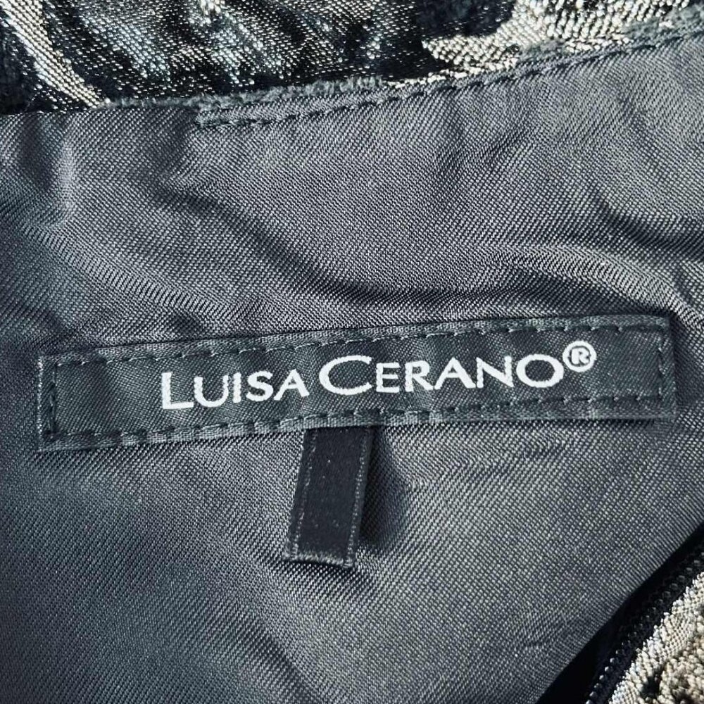 Luisa Cerano Charcoal Metallic Floral Jacquard Shift Dress with Pockets – US 12 - Picture 13 of 13